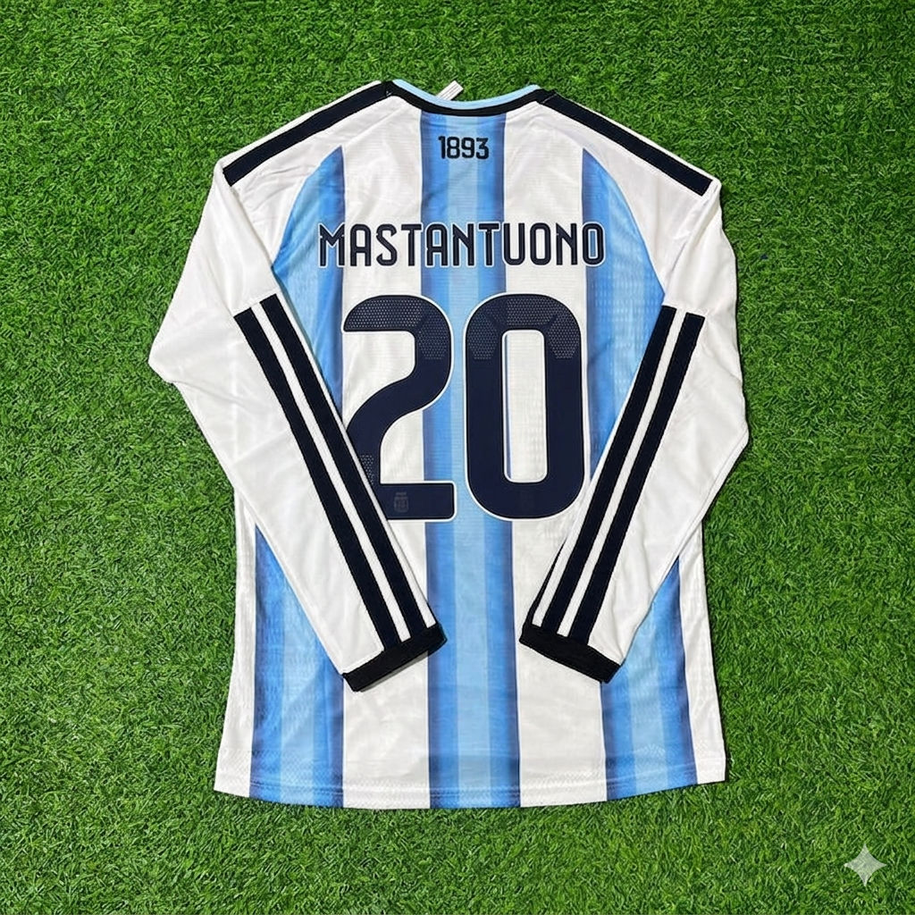 Argentina National Team World Cup 2026 Franco Mastantuono Long Sleeve Football Soccer Kit Jersey