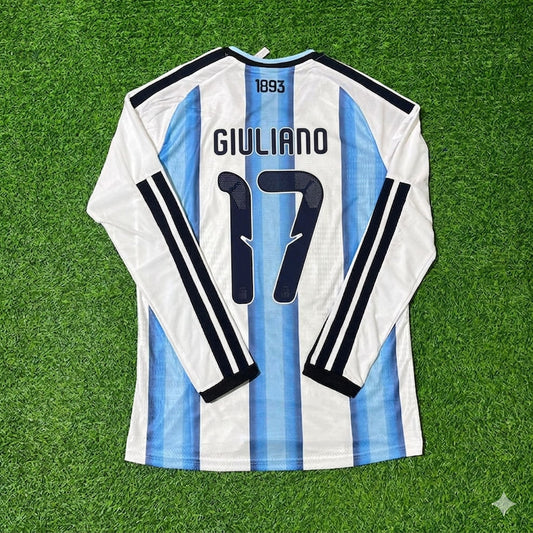 Argentina National Team World Cup 2026 Giuliano Simeone Long Sleeve Football Soccer Kit Jersey