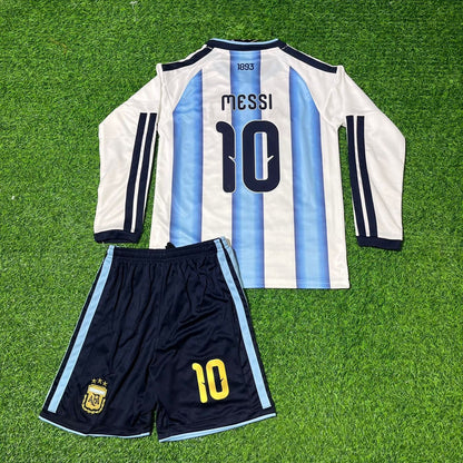 Argentina National Team World Cup 2026 Lionel Messi Long Sleeve Children Football Soccer Kit Jersey