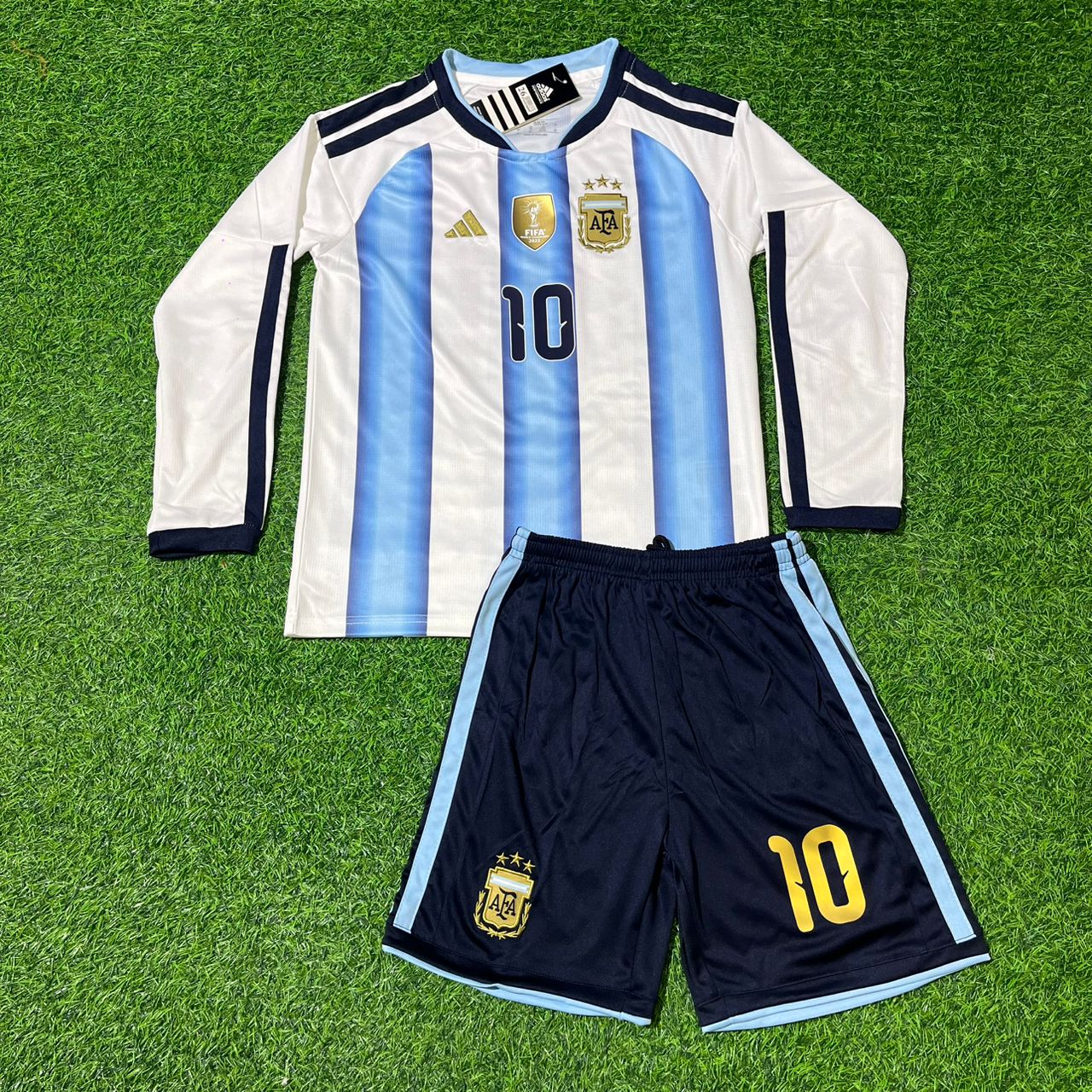 Argentina National Team World Cup 2026 Lionel Messi Long Sleeve Children Football Soccer Kit Jersey