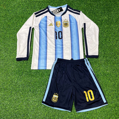 Argentina National Team World Cup 2026 Lionel Messi Long Sleeve Children Football Soccer Kit Jersey