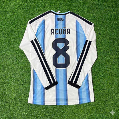 Argentina National Team World Cup 2026 Marcos Acuña Long Sleeve Football Soccer Kit Jersey