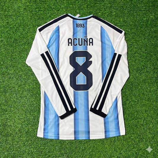 Argentina National Team World Cup 2026 Marcos Acuña Long Sleeve Football Soccer Kit Jersey