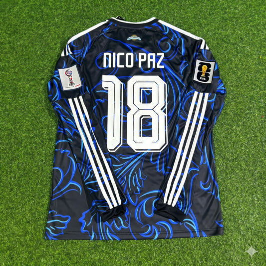 Argentina National Team World Cup 2026 Nico Paz Long Sleeve Football Soccer Kit Jersey