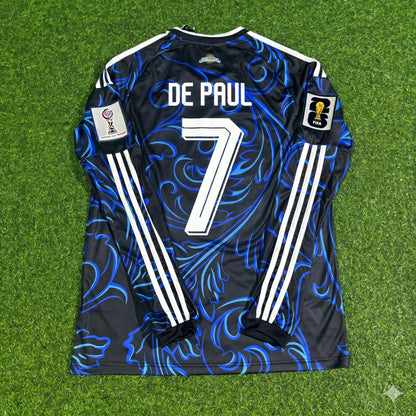 Argentina National Team World Cup 2026 Rodrigo de Paul Long Sleeve Football Soccer Kit Jersey
