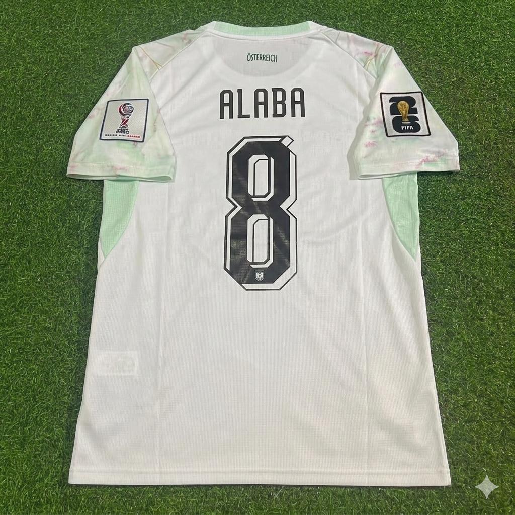 Austria National Team World Cup 2026 David Alaba White Football Soccer Kit Jersey