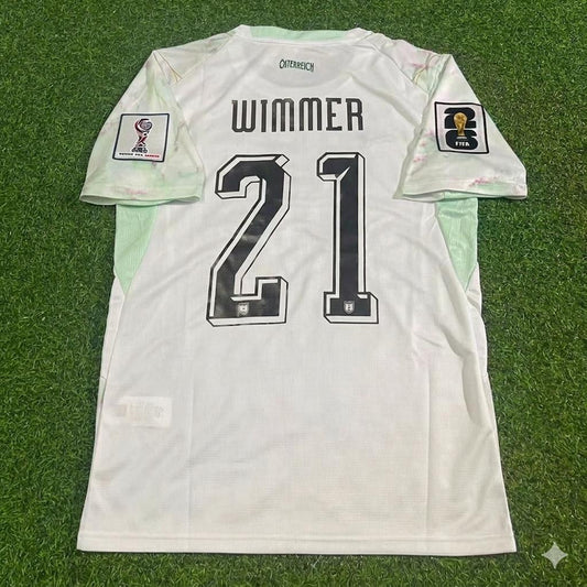 Austria National Team World Cup 2026 Patrick Wimmer White Football Soccer Kit Jersey