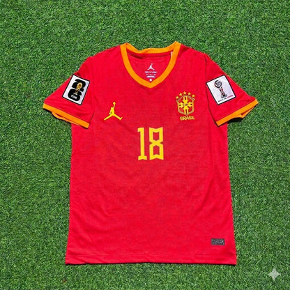 Brazil National Team World Cup 2026 Andrey Santos # Red Football Soccer Kit Jersey
