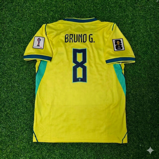 Brazil National Team World Cup 2026 Bruno Guimarães Home Yellow Football Soccer Kit Jersey