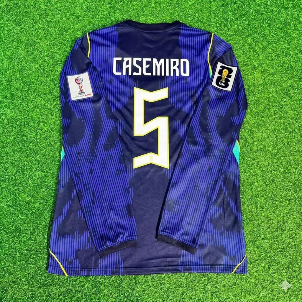 Brazil National Team World Cup 2026 Casemiro # Away Blue Football Soccer Kit Jersey