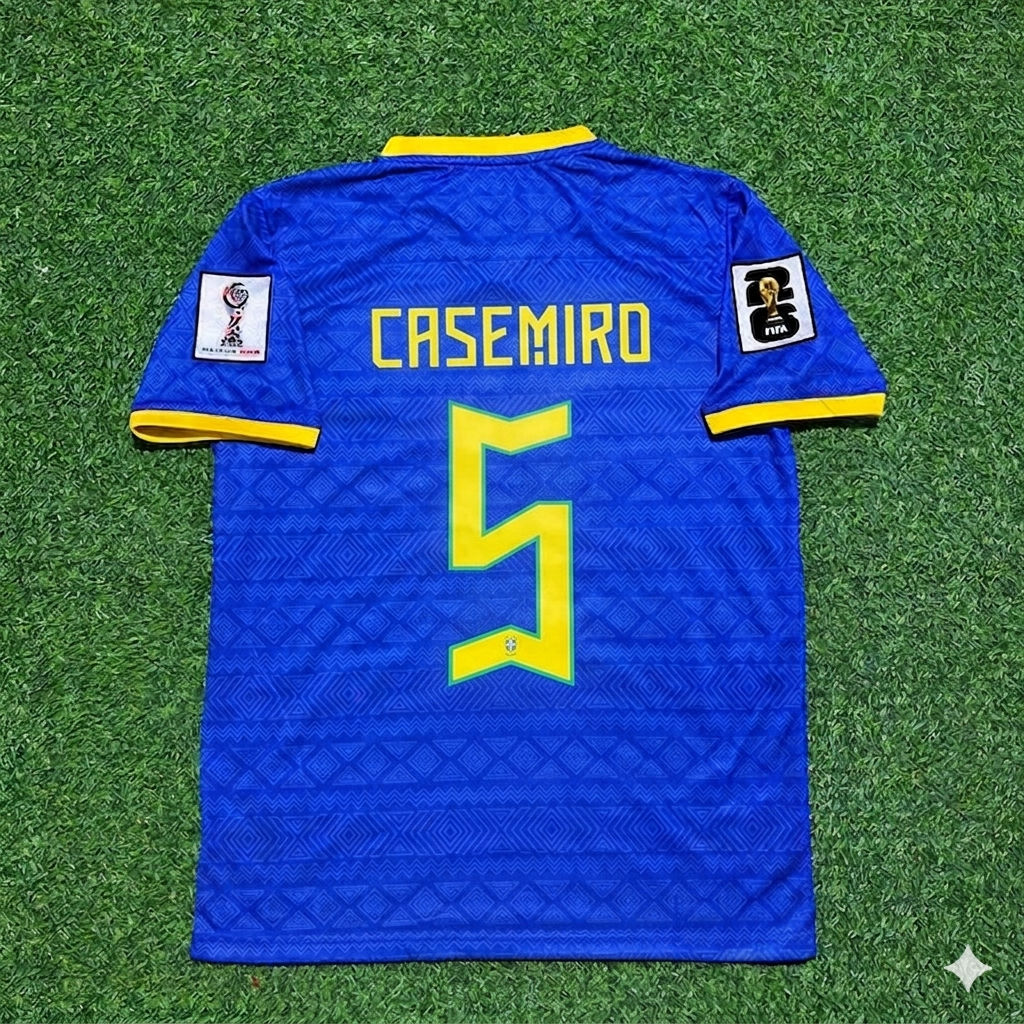 Brazil National Team World Cup 2026 Casemiro Blue Football Soccer Kit Jersey