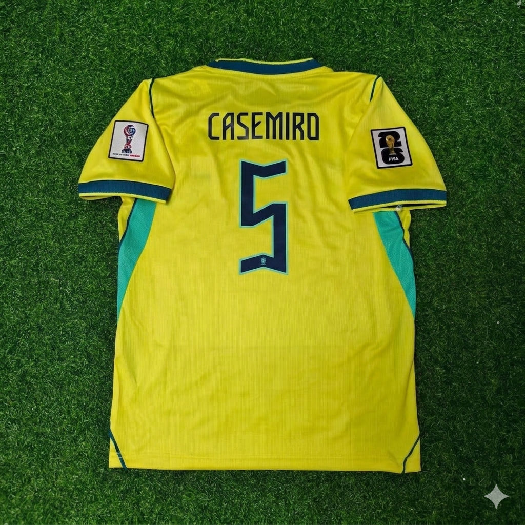 Brazil National Team World Cup 2026 Casemiro Home Yellow Football Soccer Kit Jersey