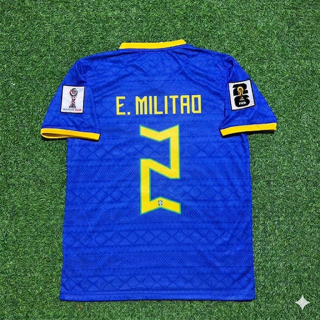Brazil National Team World Cup 2026 Éder Militão Blue Football Soccer Kit Jersey