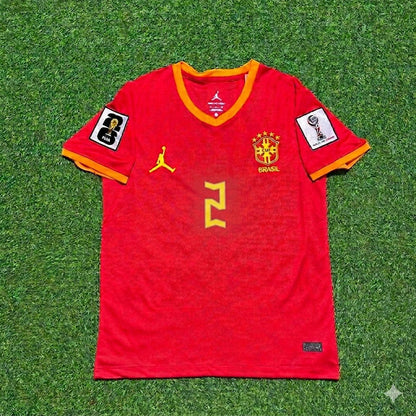 Brazil National Team World Cup 2026 Éder Militão # Red Football Soccer Kit Jersey