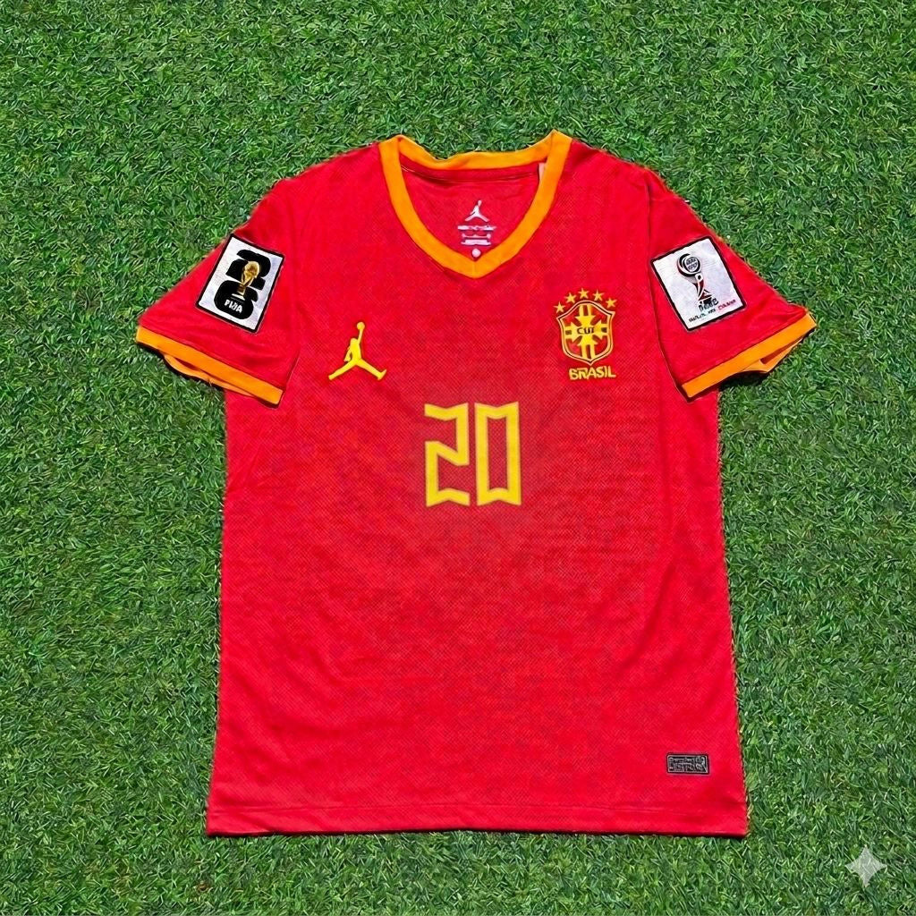 Brazil National Team World Cup 2026 Estêvão Willian # Away Red Football Soccer Kit Jersey
