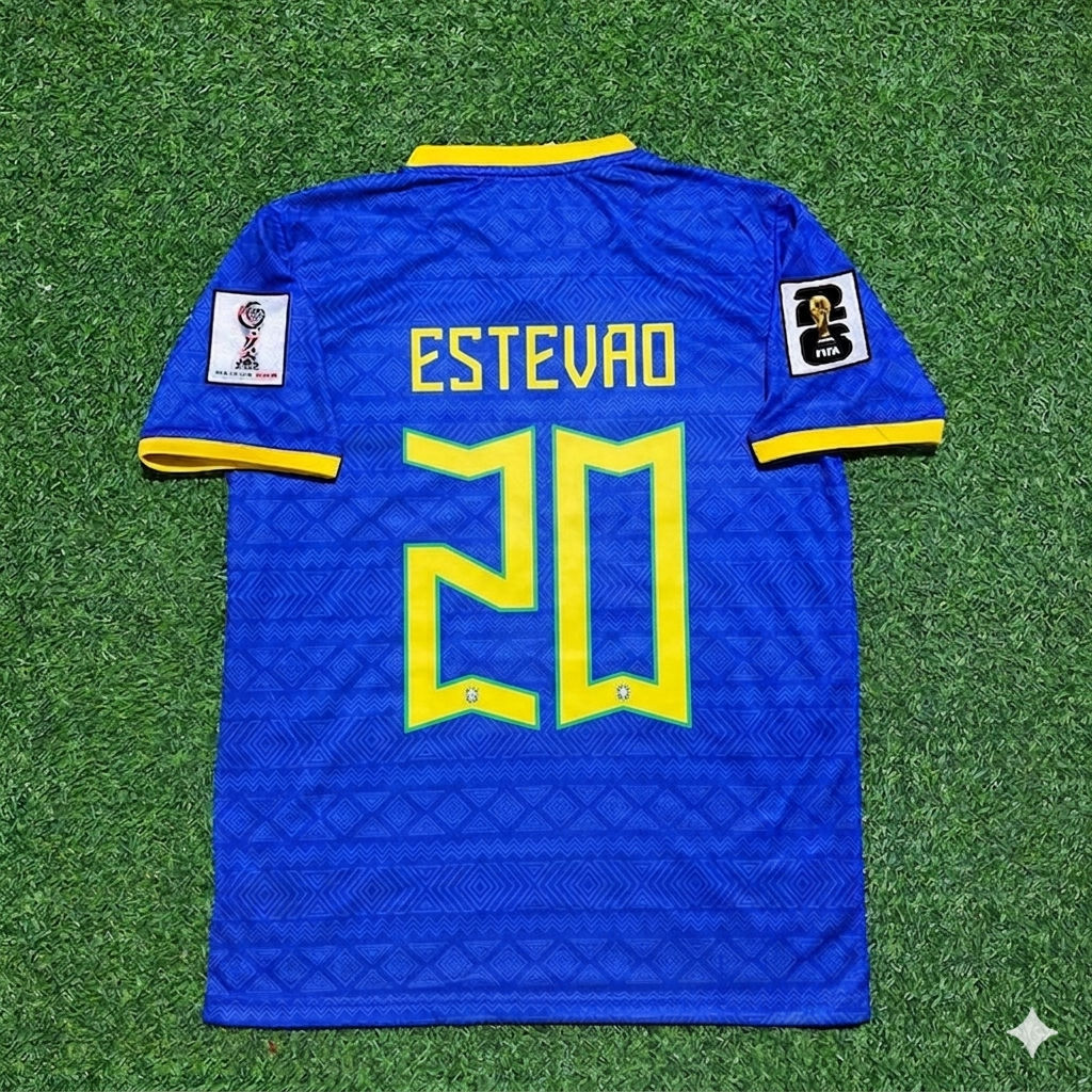 Brazil National Team World Cup 2026 Estêvão Willian Blue Football Soccer Kit Jersey