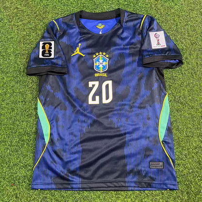 Brazil National Team World Cup 2026 Estêvão Willian # Long Sleeve Away Blue Football Soccer Kit Jersey