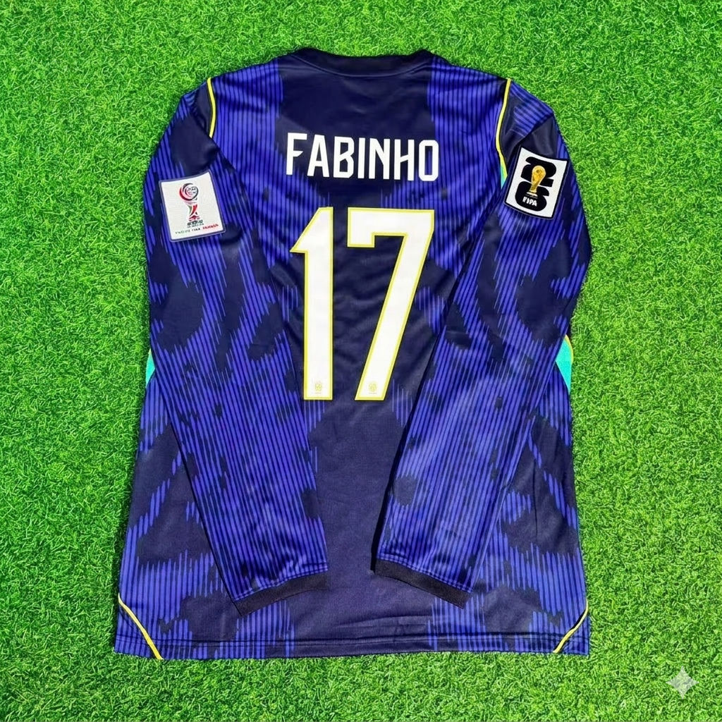 Brazil National Team World Cup 2026 Fabinho # Away Blue Football Soccer Kit Jersey