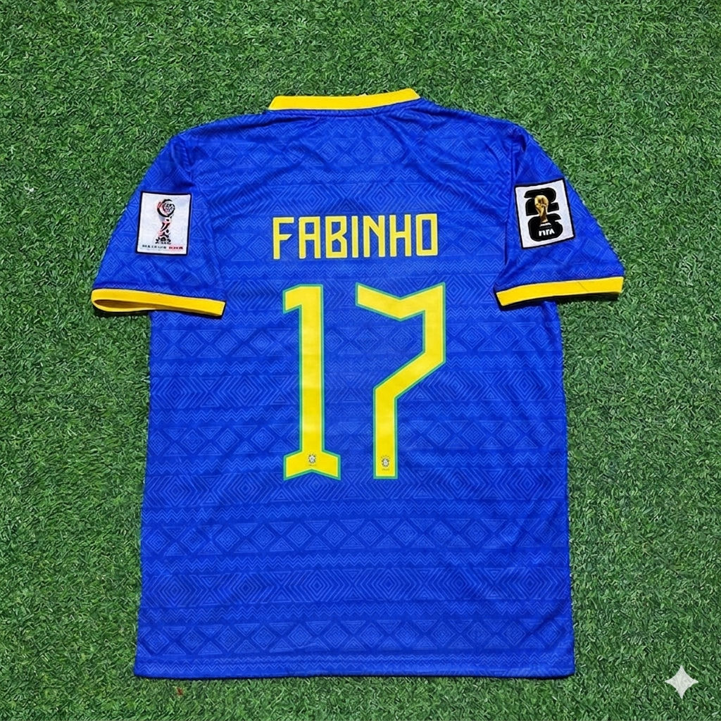 Brazil National Team World Cup 2026 Fabinho Blue Football Soccer Kit Jersey