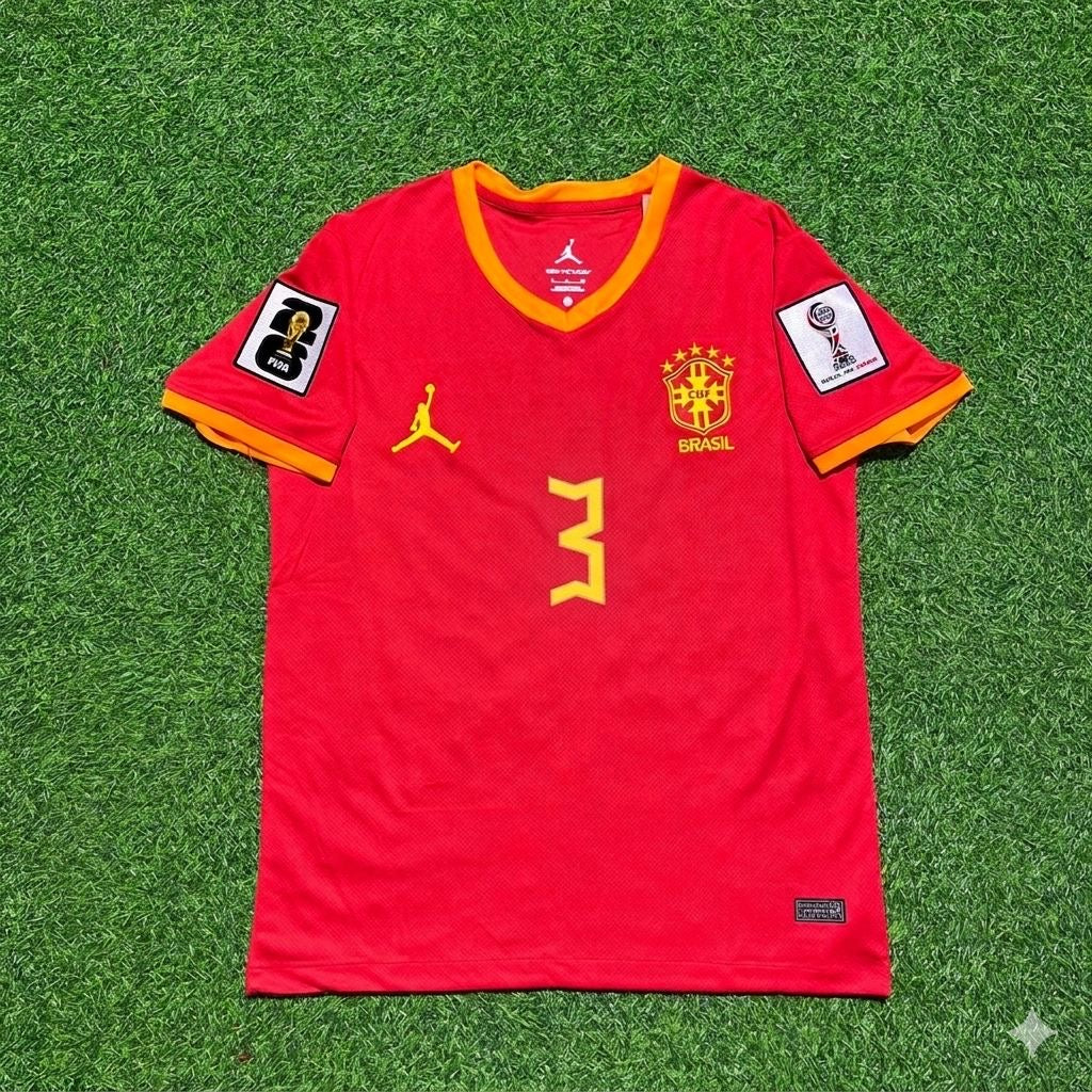 Brazil National Team World Cup 2026 Gabriel dos Santos Magalhães # Red Football Soccer Kit Jersey