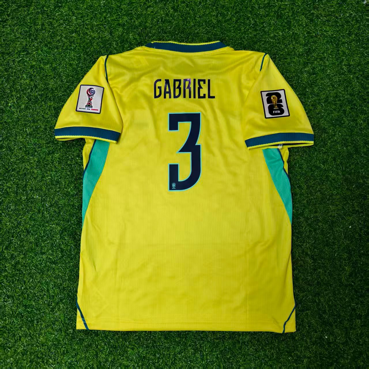 Brasilien Nationalmannschaft WM 2026 Gabriel Magalhães Heimtrikot Gelb Fußball Trikot