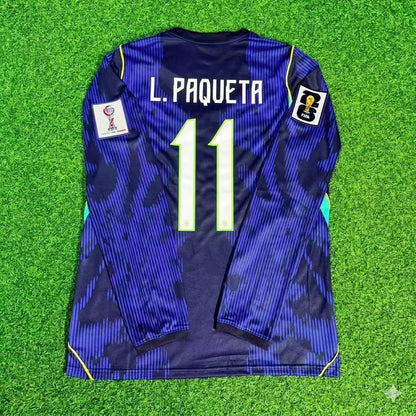Brazil National Team World Cup 2026 Lucas Paquetá # Away Blue Football Soccer Kit Jersey