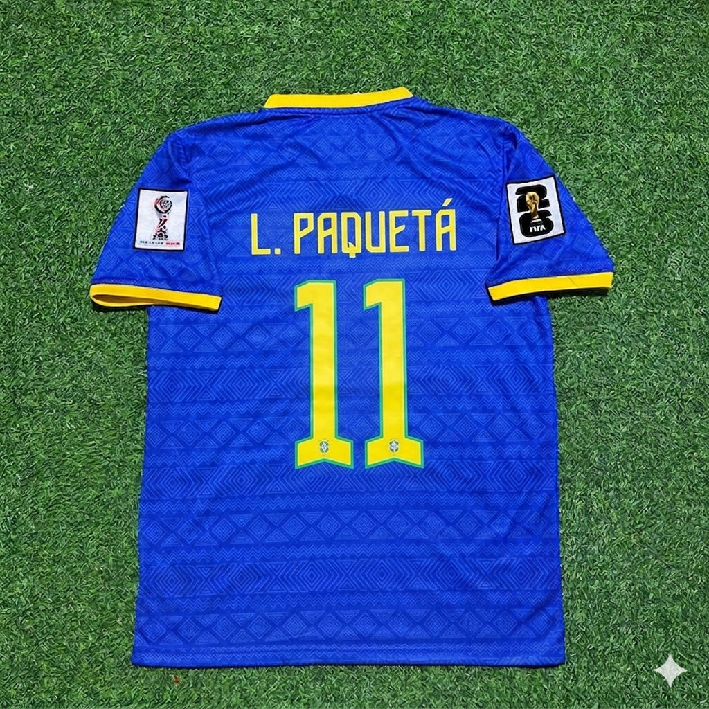 Brazil National Team World Cup 2026 Lucas Paquetá Blue Football Soccer Kit Jersey