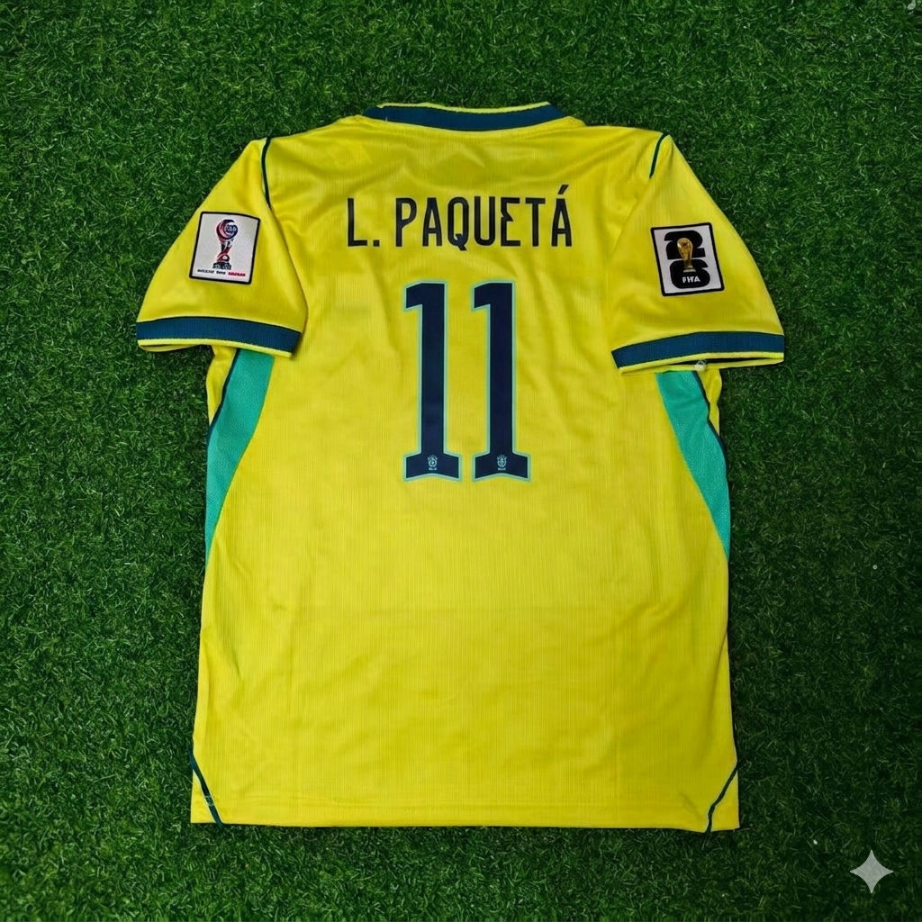 Brasilien Nationalmannschaft WM 2026 Lucas Paquetá Heim Gelb Fußballtrikot