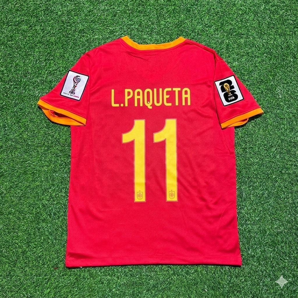 Brazil National Team World Cup 2026 Lucas Paquetá # Red Football Soccer Kit Jersey