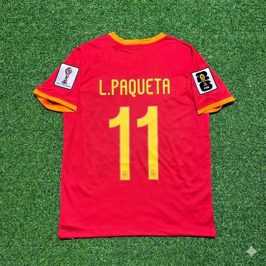 Brazil National Team World Cup 2026 Lucas Paquetá # Red Football Soccer Kit Jersey