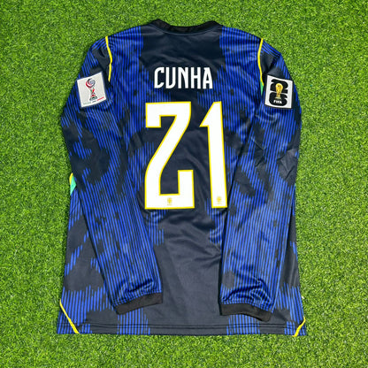 Brazil National Team World Cup 2026 Matheus Cunha # Away Blue Football Soccer Kit Jersey