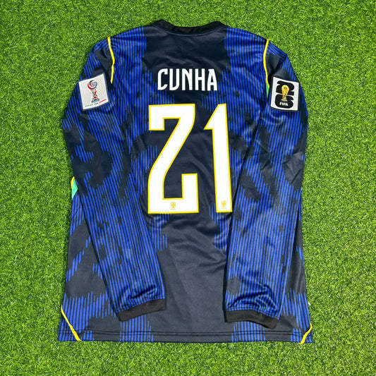Brazil National Team World Cup 2026 Matheus Cunha # Away Blue Football Soccer Kit Jersey