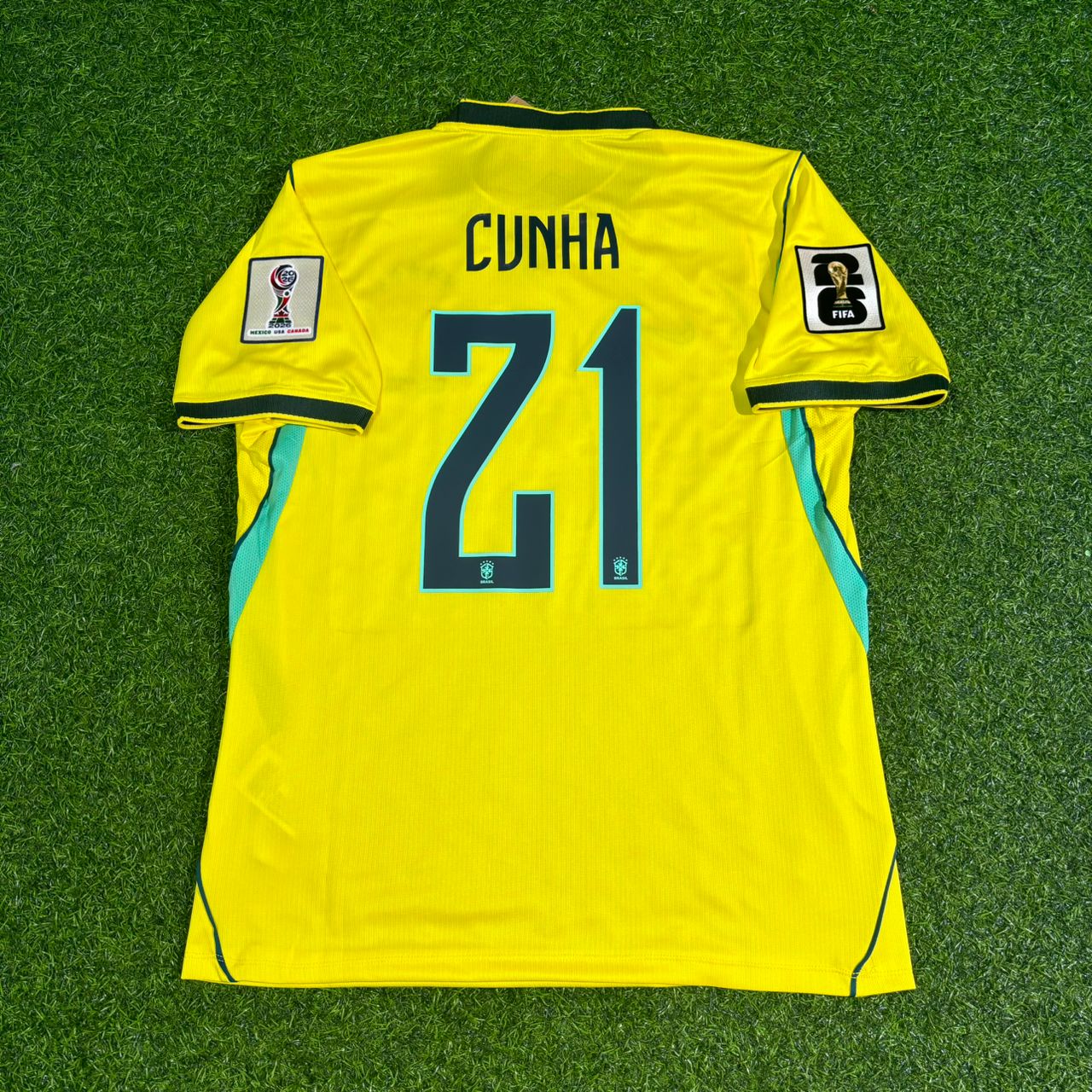 Brazil National Team World Cup 2026 Matheus Cunha Home Yellow Football Soccer Kit Jersey