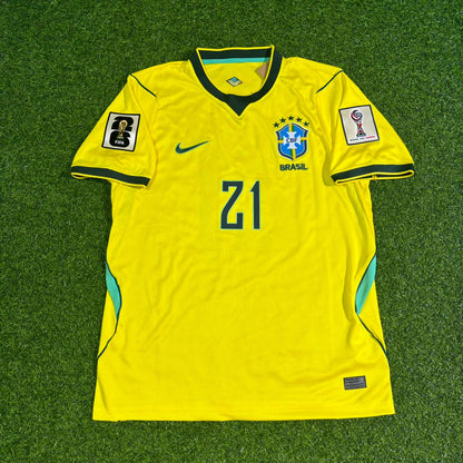 Brazil National Team World Cup 2026 Matheus Cunha Home Yellow Football Soccer Kit Jersey