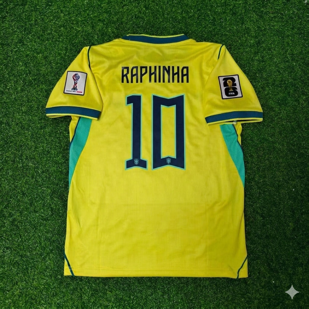 Brazil National Team World Cup 2026 Raphinha Home Yellow Football Soccer Kit Jersey