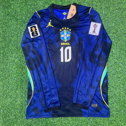 Brazil National Team World Cup 2026 Raphinha Long Sleeve Away Blue Football Soccer Kit Jersey