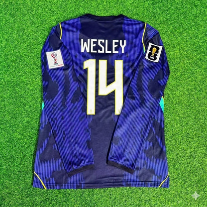 Brazil National Team World Cup 2026 Wesley # Away Blue Football Soccer Kit Jersey