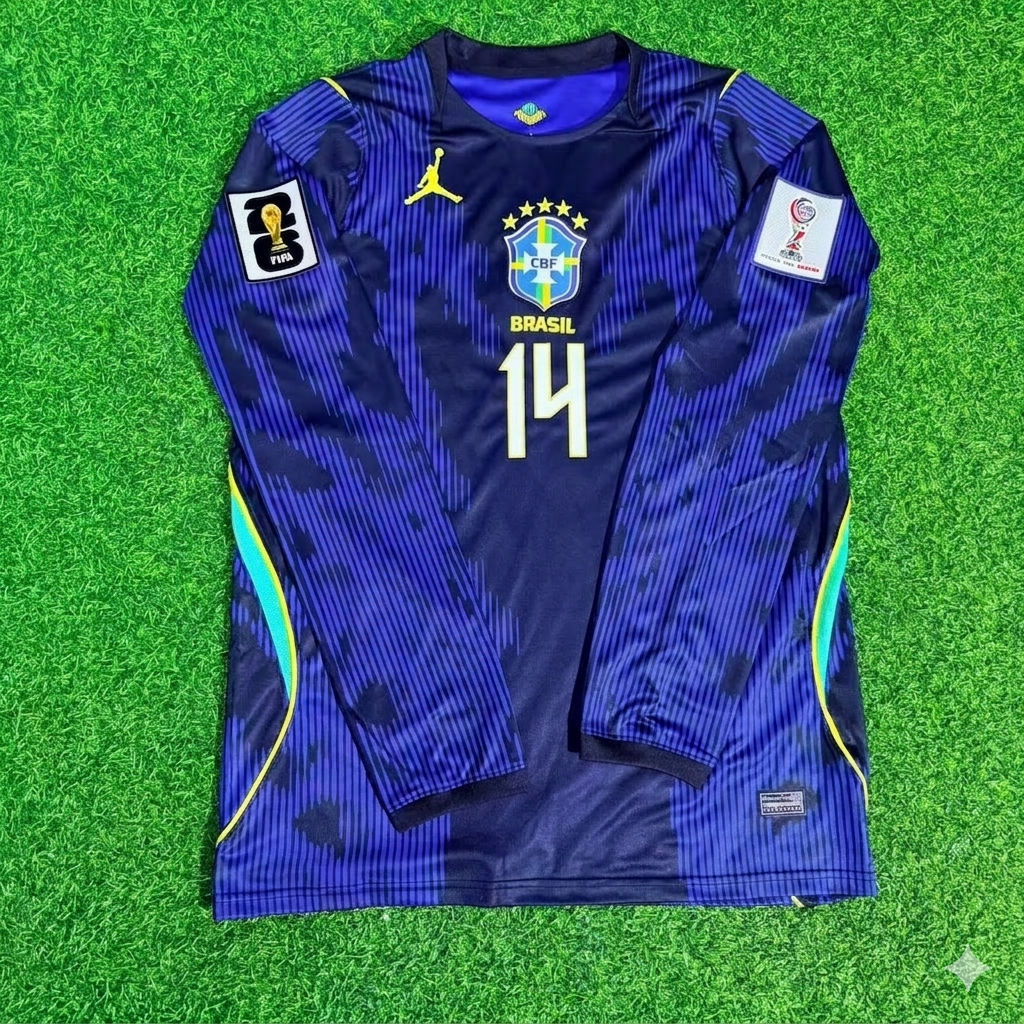 Brazil National Team World Cup 2026 Wesley # Away Blue Football Soccer Kit Jersey