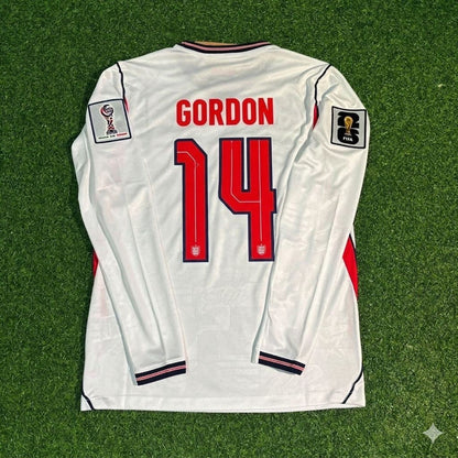 England National Team World Cup 2026 Anthony Gordon Long Sleeve Home White Football Soccer Kit Jersey