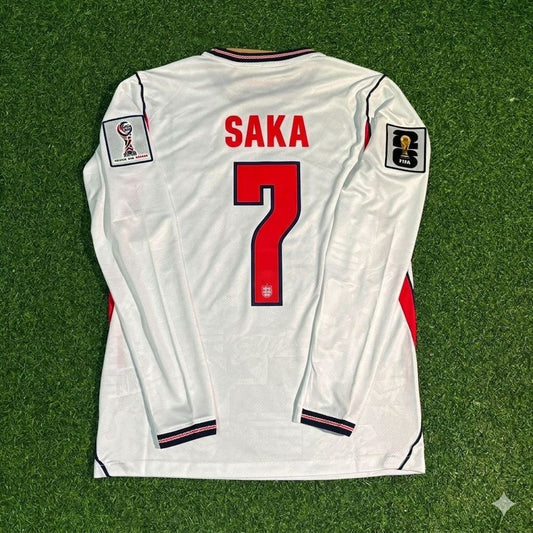 England National Team World Cup 2026 Bukayo Saka Long Sleeve Home White Football Soccer Kit Jersey