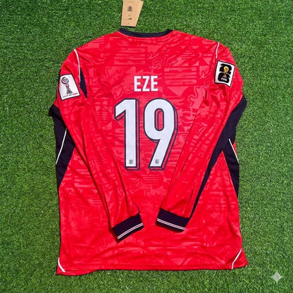 England National Team World Cup 2026 Eberechi Eze Long Sleeve Away Red Football Soccer Kit Jersey