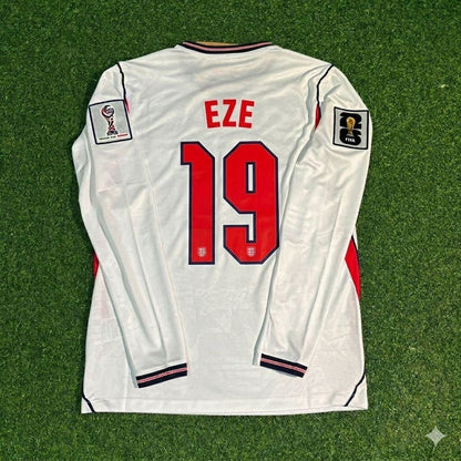 England National Team World Cup 2026 Eberechi Eze Long Sleeve Home White Football Soccer Kit Jersey