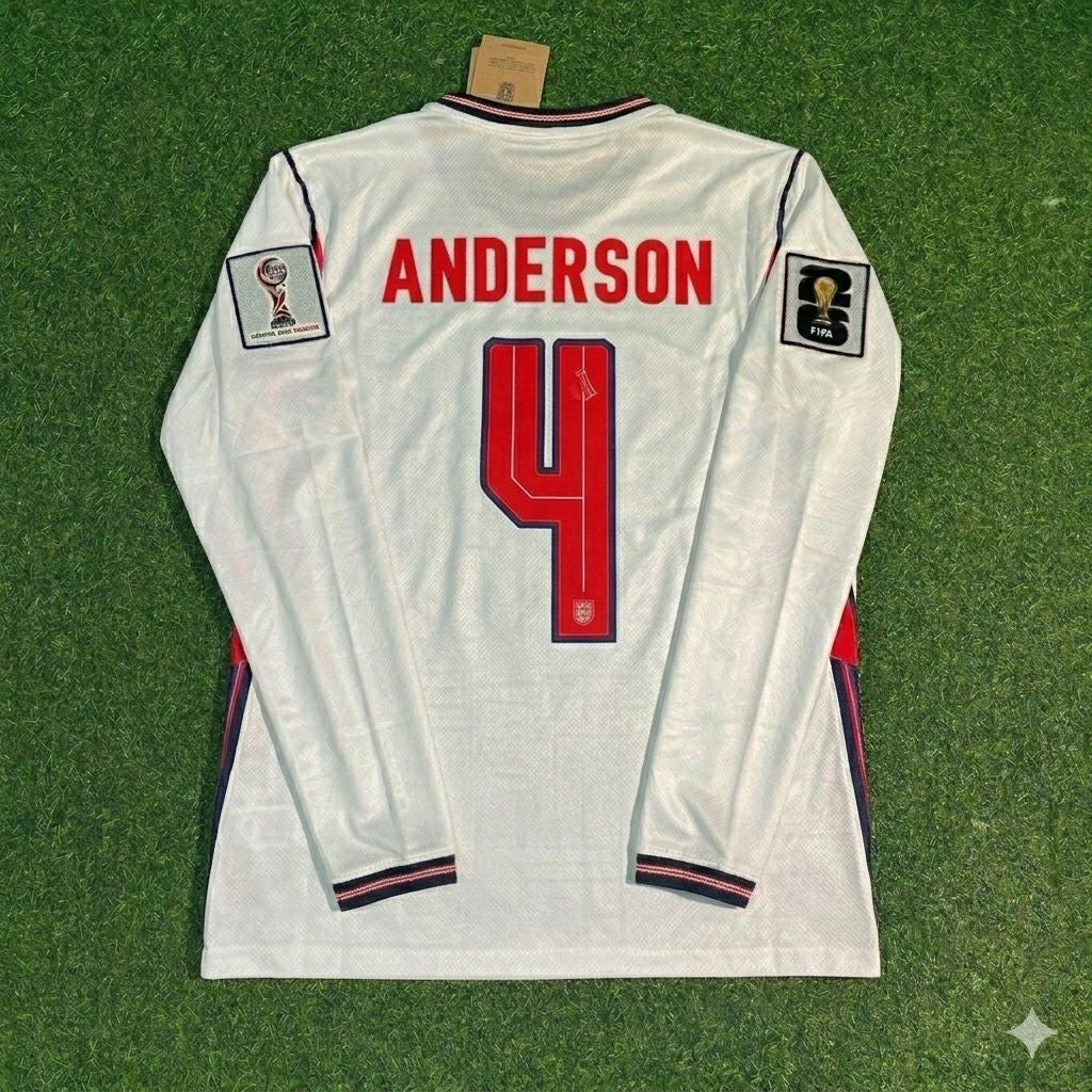 England National Team World Cup 2026 Elliot Anderson Long Sleeve Home White Football Soccer Kit Jersey