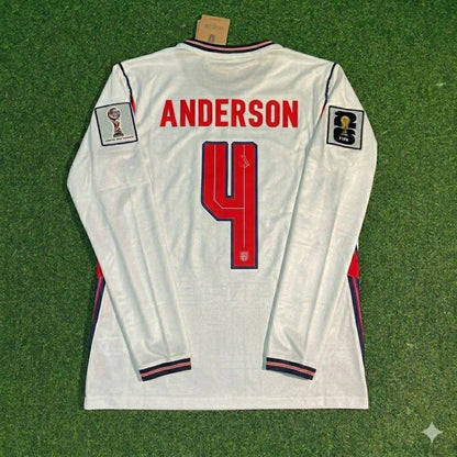 England National Team World Cup 2026 Elliot Anderson Long Sleeve Home White Football Soccer Kit Jersey