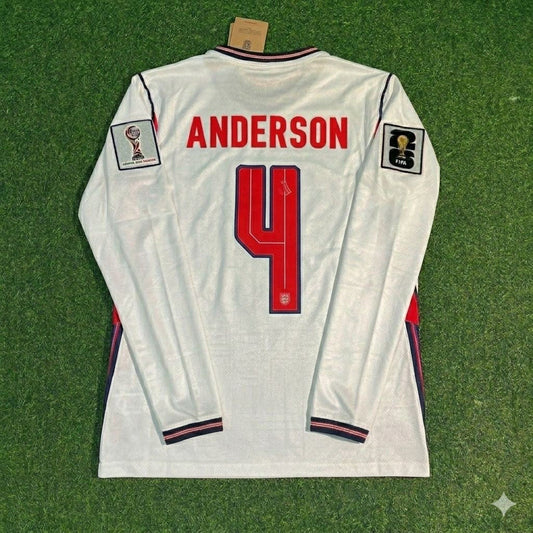 England National Team World Cup 2026 Elliot Anderson Long Sleeve Home White Football Soccer Kit Jersey