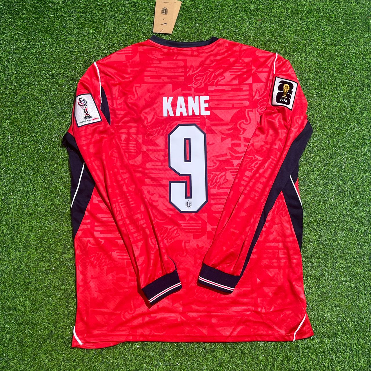 England National Team World Cup 2026 Harry Kane Long Sleeve Away Red Football Soccer Kit Jersey