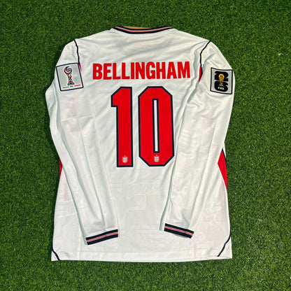England National Team World Cup 2026 Jude Bellingham Long Sleeve Home White Football Soccer Kit Jersey