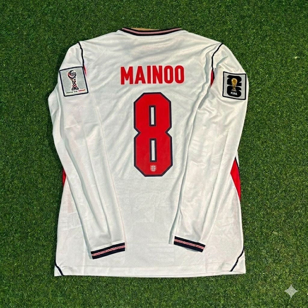 England National Team World Cup 2026 Kobbie Mainoo Long Sleeve Home White Football Soccer Kit Jersey