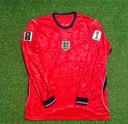 England National Team World Cup 2026 Kyle Walker Long Sleeve Away Red Football Soccer Kit Jersey