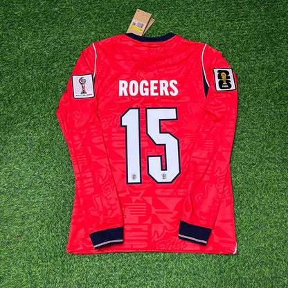 England National Team World Cup 2026 Morgan Rogers Long Sleeve Away Red Football Soccer Kit Jersey